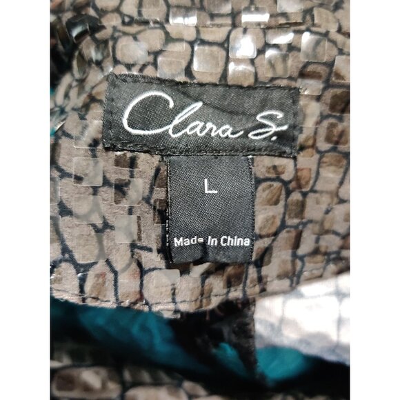 Womens L Blue Blazer Snake Floral Print Bold Chic Glam Statement Jacket Peplum - Picture 7 of 16